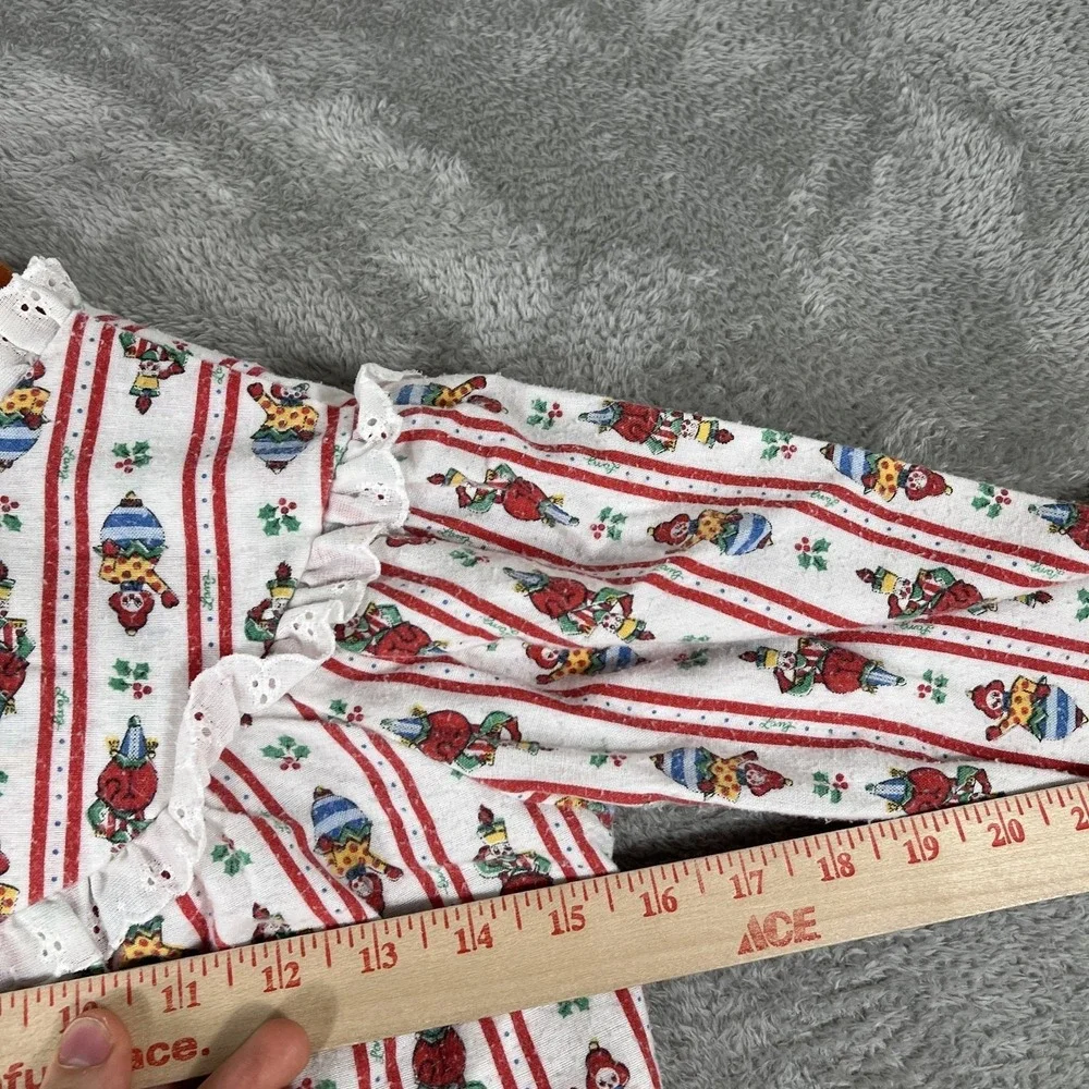 Lanz of Salzburg Pajama‎ Top Girls Size 8 White Clown Stripe Eyelet Lace Vintage